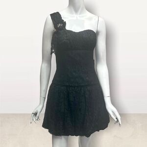 ‎Jill Stuart Black Lace One Shoulder Dress